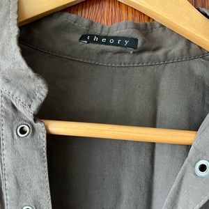 khaki theory linen top